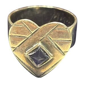 Mignon Faget Sterling Silver Heart Ring with Amethyst